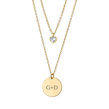 Personalised Layered Crystal Heart And Disc Necklace, 10 of 10