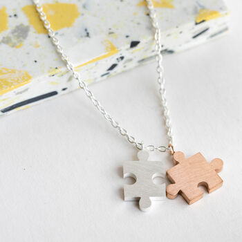 Personalised Never Be Apart Jigsaw Necklace, 5 of 7