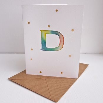 Personalised Handmade Initial Gold Leaf Dot Card, 3 of 7