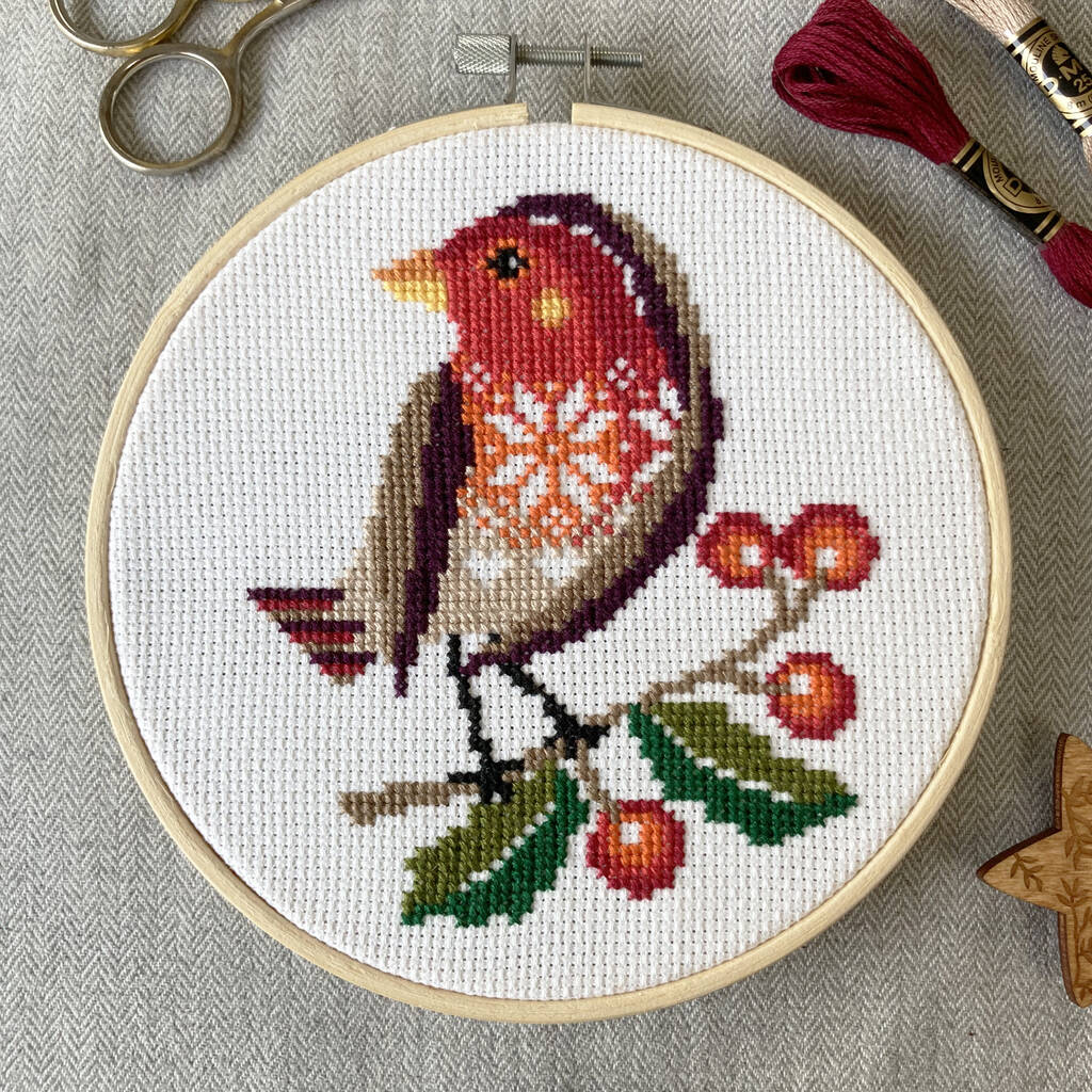 Rockin Robin Cross Stitch Embroidery Kit, 1 of 3