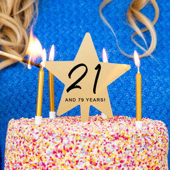 '21 Again' Milestone Birthday Gold Star Cake Topper, 10 of 12