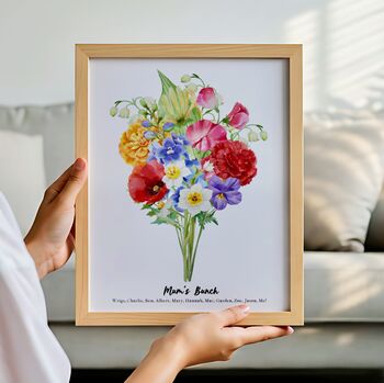 Personalised Birth Flower Mum’s Bunch Print, 2 of 12
