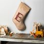 Personalised Letter Juco Linen Christmas Stocking, thumbnail 1 of 4
