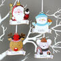 Set Of Four Christmas Characters Hanging Decorations, thumbnail 1 of 6