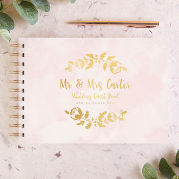Floral Wedding Foiled Guest Book, 3 of 7