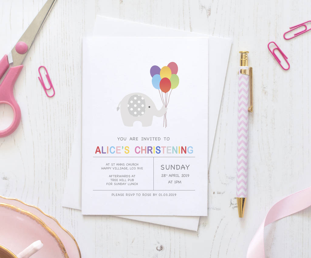 Image of 10 Elle Elephant Celebration Invitation