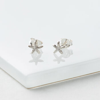 Tiny Sterling Silver Starfish Stud Earrings, 2 of 5