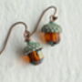 Verdigris Amber Acorn Earrings, thumbnail 3 of 9