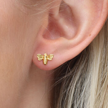 Mini 18ct Gold Plated Bee Stud Earrings, 3 of 9