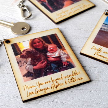 Personalised Wooden Square Photo Keyring, 3 of 3