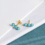 Turquoise Triple Gemstone Stud Earrings, thumbnail 2 of 9