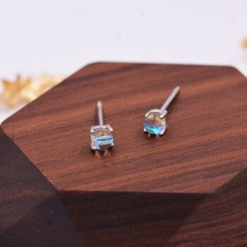 Sterling Silver Moonstone Glass Tiny Stud Earrings, 2 of 12