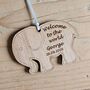 Personalised New Baby Hanging Elephant Decoration Card, thumbnail 4 of 4