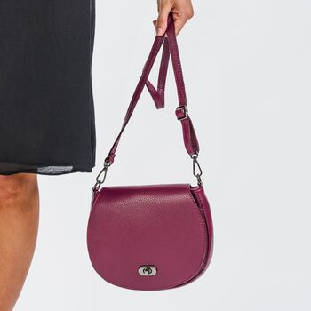 Burgundy Soft Leather Small Saddlebag Handbag, 5 of 11