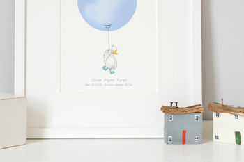 Personalised Boys Powder Blue Balloon Nursery Print, 4 of 10