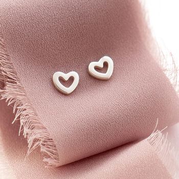 Milestone Birthday Gift For Her Sterling Silver Heart Stud Earrings And Keepsake Poem, 3 of 6