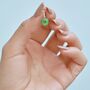 Sterling Silver Green Jade Donut Huggie Hoop Earrings, thumbnail 7 of 12