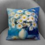 Sunlit Daisies In Blue Hand Made Poly Linen Cushions, thumbnail 9 of 9