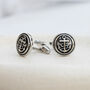 Fouled Anchor Rhodium Plated Round Cufflinks, thumbnail 3 of 6