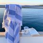 Coastal Stripe Peshtemal Towel Harbour Blue, thumbnail 7 of 12