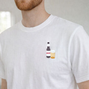 Beer And Pint Embroidered T Shirt. Fathers Day / Birthday Gift, 5 of 5