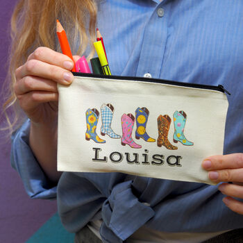 Personalised Cowgirl Boots Pencil Case, 2 of 3