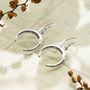 Sterling Silver Crescent Moon Dangly Earrings, thumbnail 2 of 4