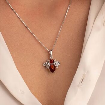 Baltic Amber Bumble Bee Necklace In Sterling Silver, 3 of 12