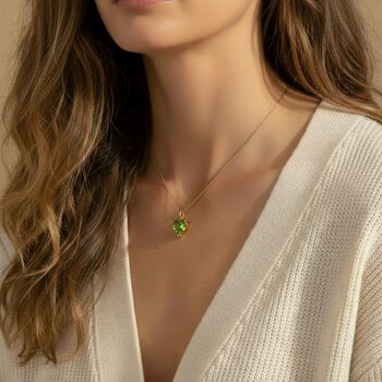 Peridot Cubic Zirconia August Birthstone Gold Plated Necklace, 2 of 5