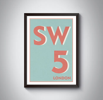 Sw5 Kensington, London Postcode Typography Print, 7 of 8