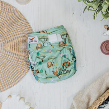Green Safari Pattern All In Two Reusable Nappy, 3 of 6