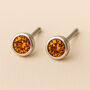 Sterling Silver November Citrine Birthstone Stud Earrings, thumbnail 1 of 2