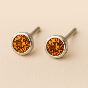 Sterling Silver November Citrine Birthstone Stud Earrings, 4 of 5