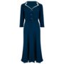 Lisa Mae Dress In French Navy Vintage 1940s Style, thumbnail 1 of 2