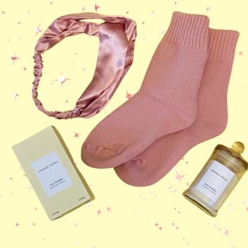 Scented Candle, Cosy Socks And Satin Accessory Giftbox, 6 of 8