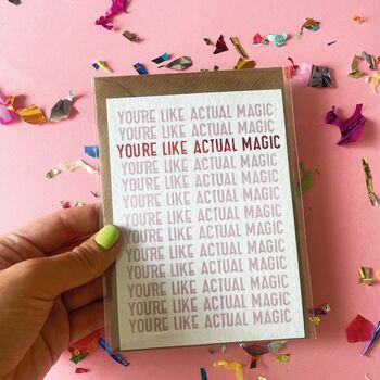 Personalised 'You're Like Actual Magic' Postcard, 3 of 4