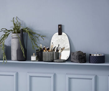 Small Niki Wall Mirror With Faux Leather Strap, 3 of 5