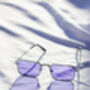 Purple Nose Bridge Angular Rectangle Aviator Sunglasses, thumbnail 7 of 9