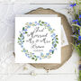 Just Married Personalised Blue Floral Wreath Card, thumbnail 1 of 3