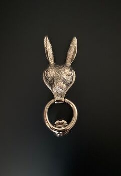 Brass Hare Door Knocker Nickel Finish, 7 of 8