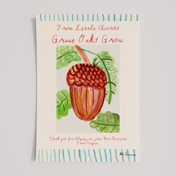 Personalised Best Teacher Gift Great Oaks Grow Art Print, 4 of 5