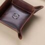 Engraved Vintage Leather Desk Tidy Coin Tray, thumbnail 1 of 3