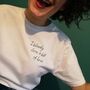 'I Bloody Love A Bit Of Brie' Embroidered T Shirt, thumbnail 1 of 8