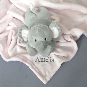 Personalised Pink Blanket And Plush Elephant Toy, 3 of 5