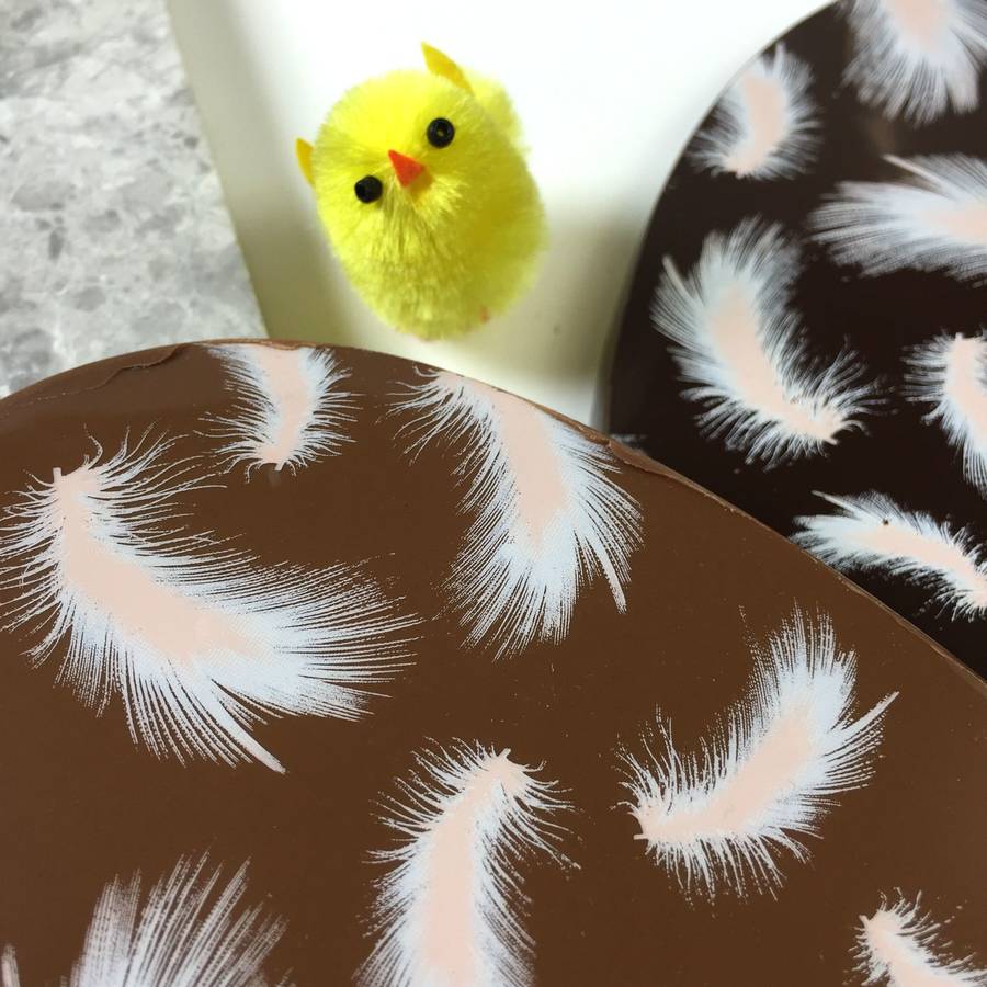 Large Dark Or Milk Chocolate Easter Egg With Feathers By Cocoapod
