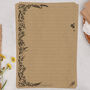 A5 Kraft Letter Writing Paper With Linear Flower Border, thumbnail 1 of 4
