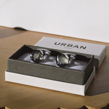 Silver Gray Luxury Cufflinks Gift, 5 of 5
