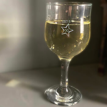 Engraved Wine Glass Personalised Gift For 50th Birthday, 2 of 5