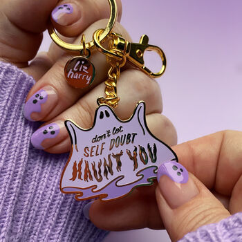 Don't Let Self Doubt Haunt You Halloween Ghost Keychain, 3 of 3