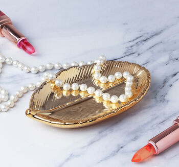 G Decor Ceramic Botanical Gold Catchall Dish And Jewellery Rest Boutique Leaf Tray, 2 of 5